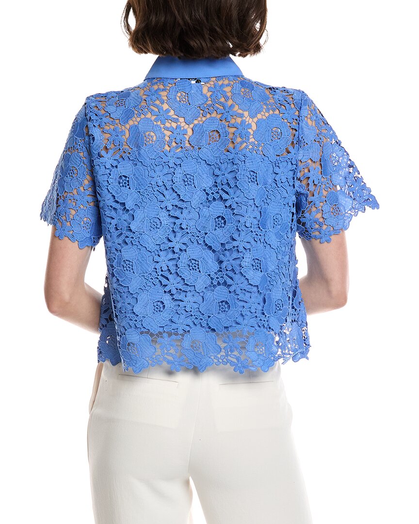 CeCe Patch Pocket Button-Down Lace Top