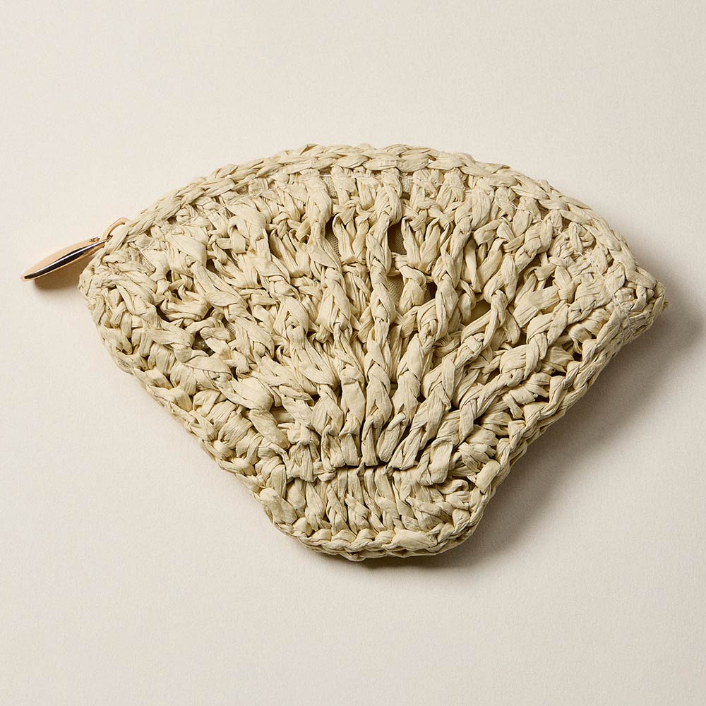 Shell Shaped Raffia Pouch Bag