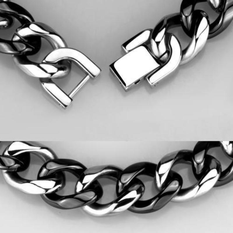 High polished (no plating) Stainless Steel Bracelet with Ceramic in Jet
