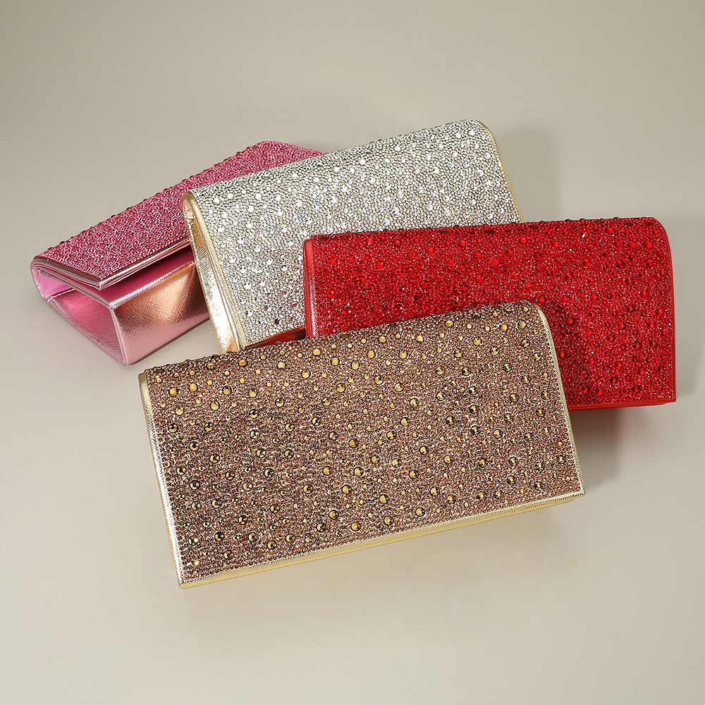 Bling Studded Evening Clutch Crossbody Bag