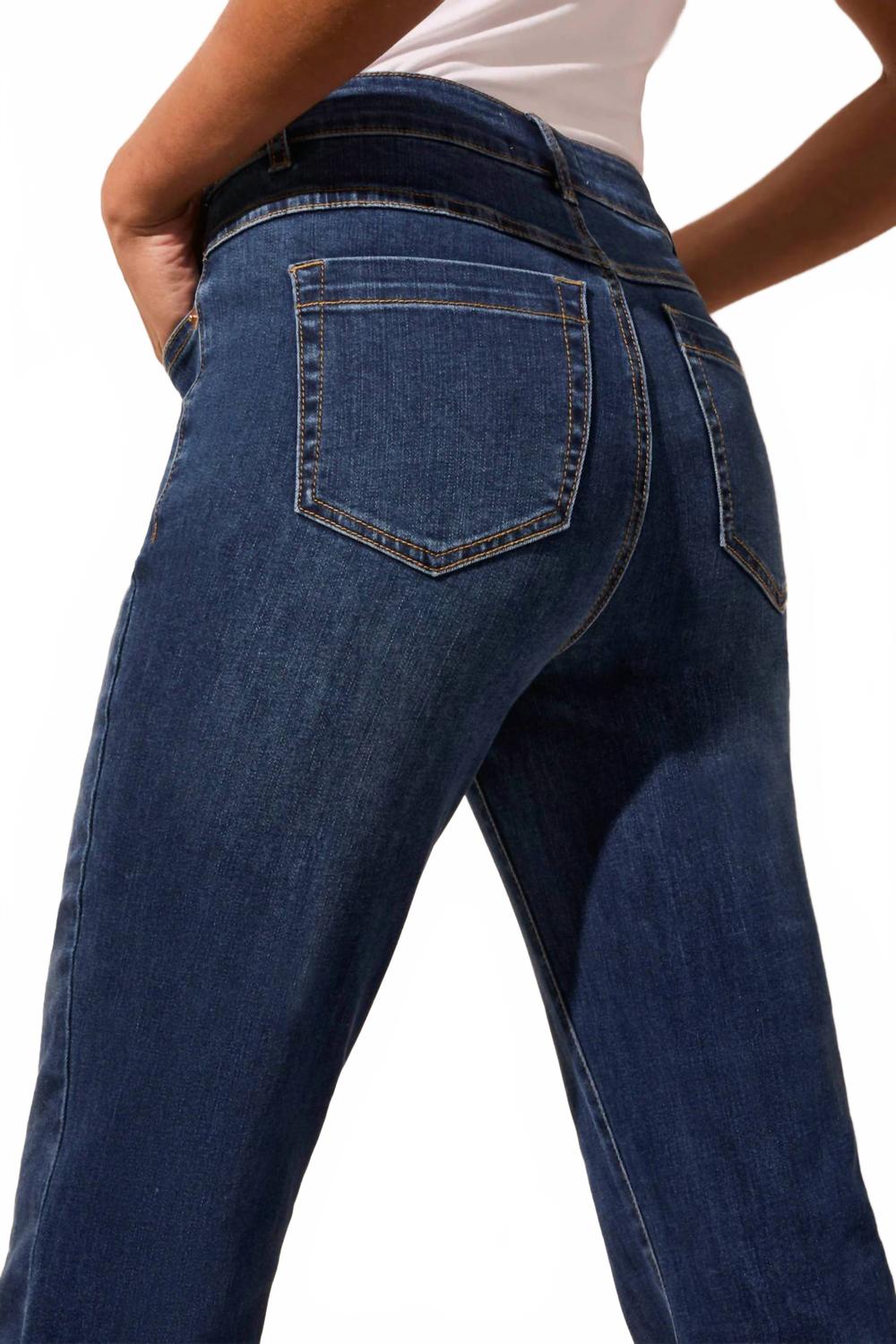 Audrey Pull On Flare Leg Pants In Stormy Blue