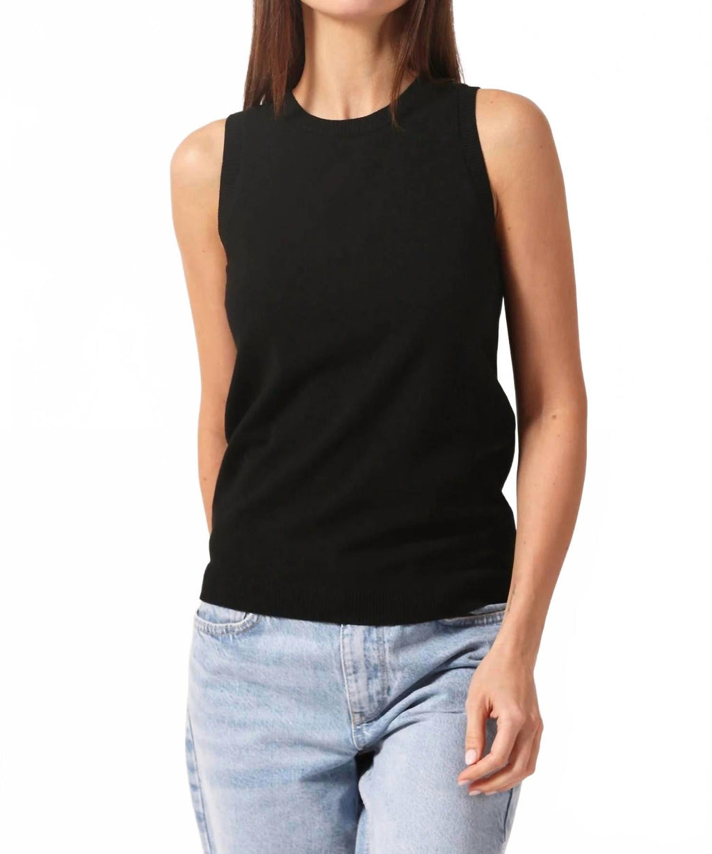Viscose Crew Tank Top In Black