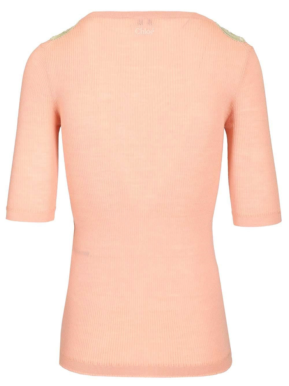 Chloe' Women Wool Rib Knitted & Guipure Sweater