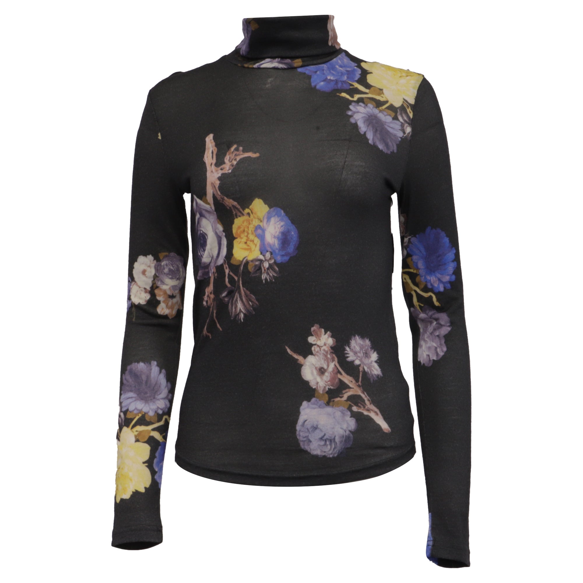 Acne Studios Cleo Turtleneck Top in Floral Print Wool