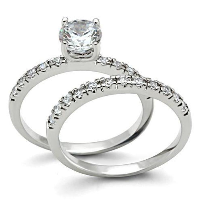 Rhodium Brass Ring with AAA Grade CZ in Clear