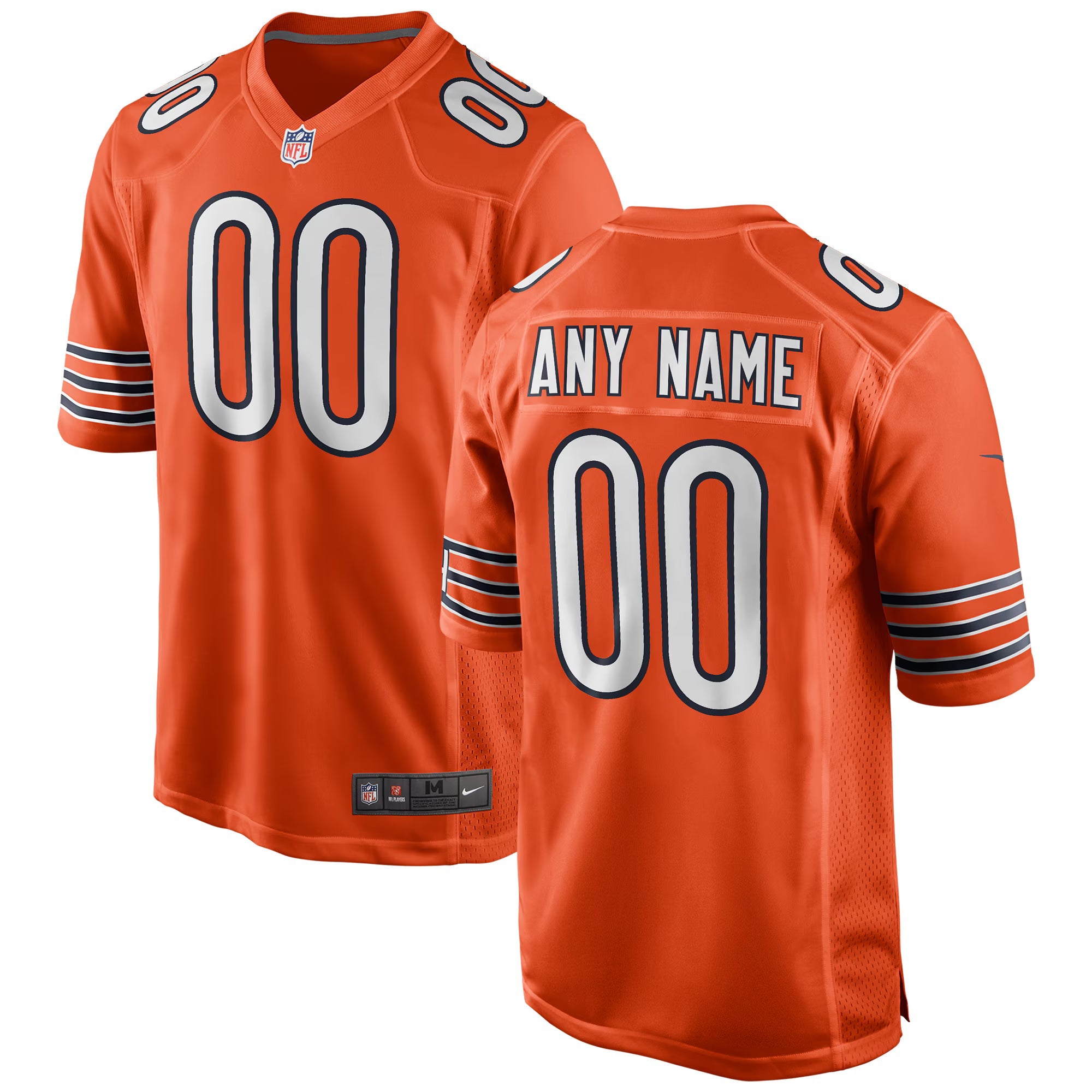 Chicago Bears Orange Alternate Custom Game Jersey