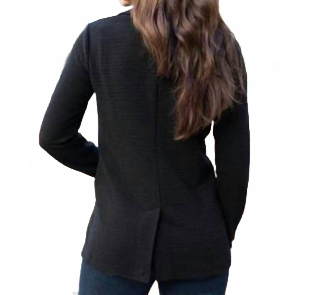 Textured Front Button Blazer In Black