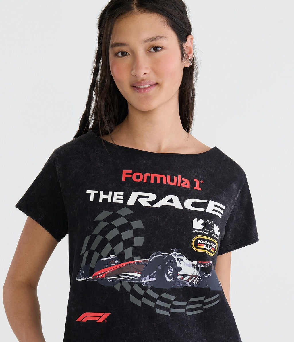 Aeropostale Formula 1 The Race Off-The-Shoulder Graphic Tee