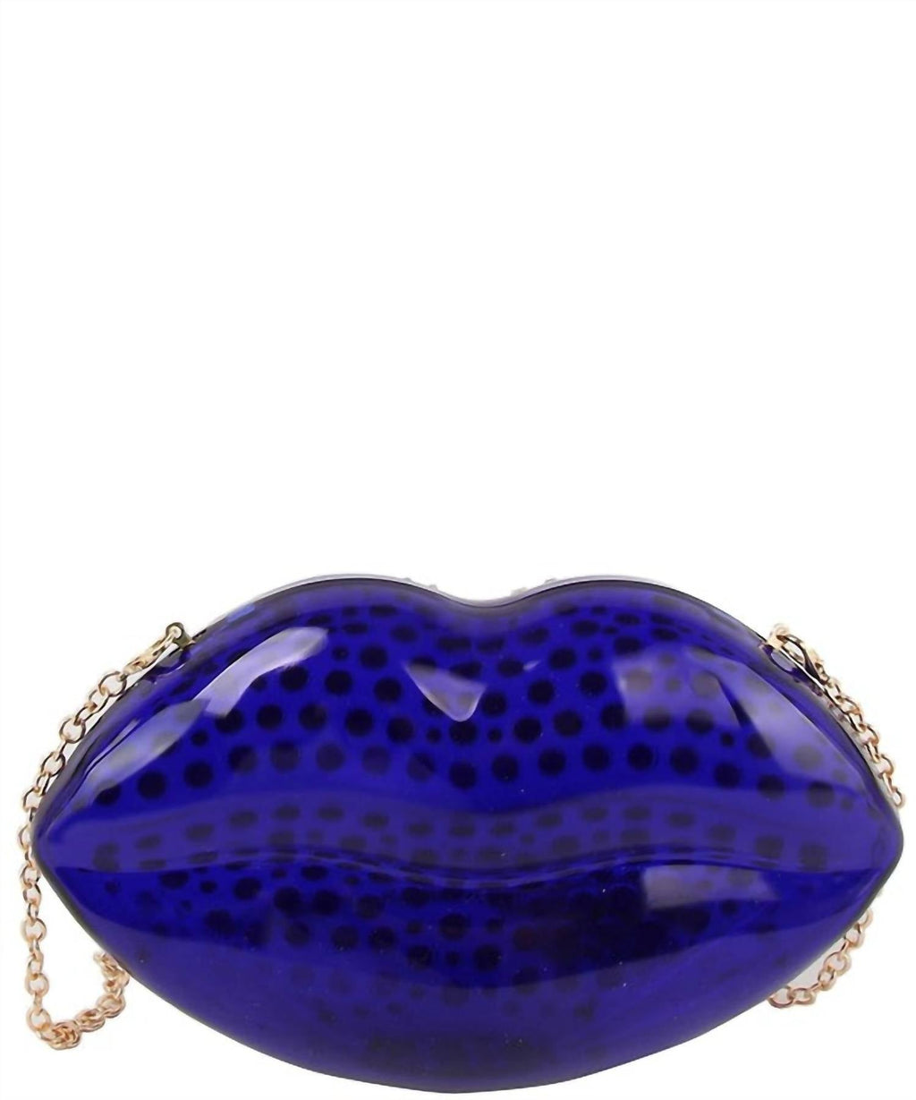 Women's Luxury Mouth Crystal Evening Crossbody Bag In Blue