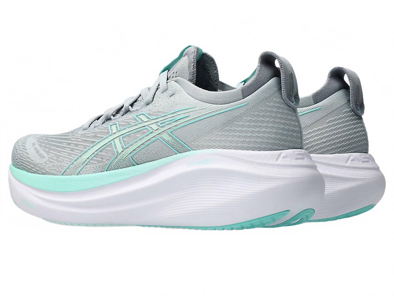 Women's Nimbus 27 Running Shoes In Piedmont Grey/illuminate Mint