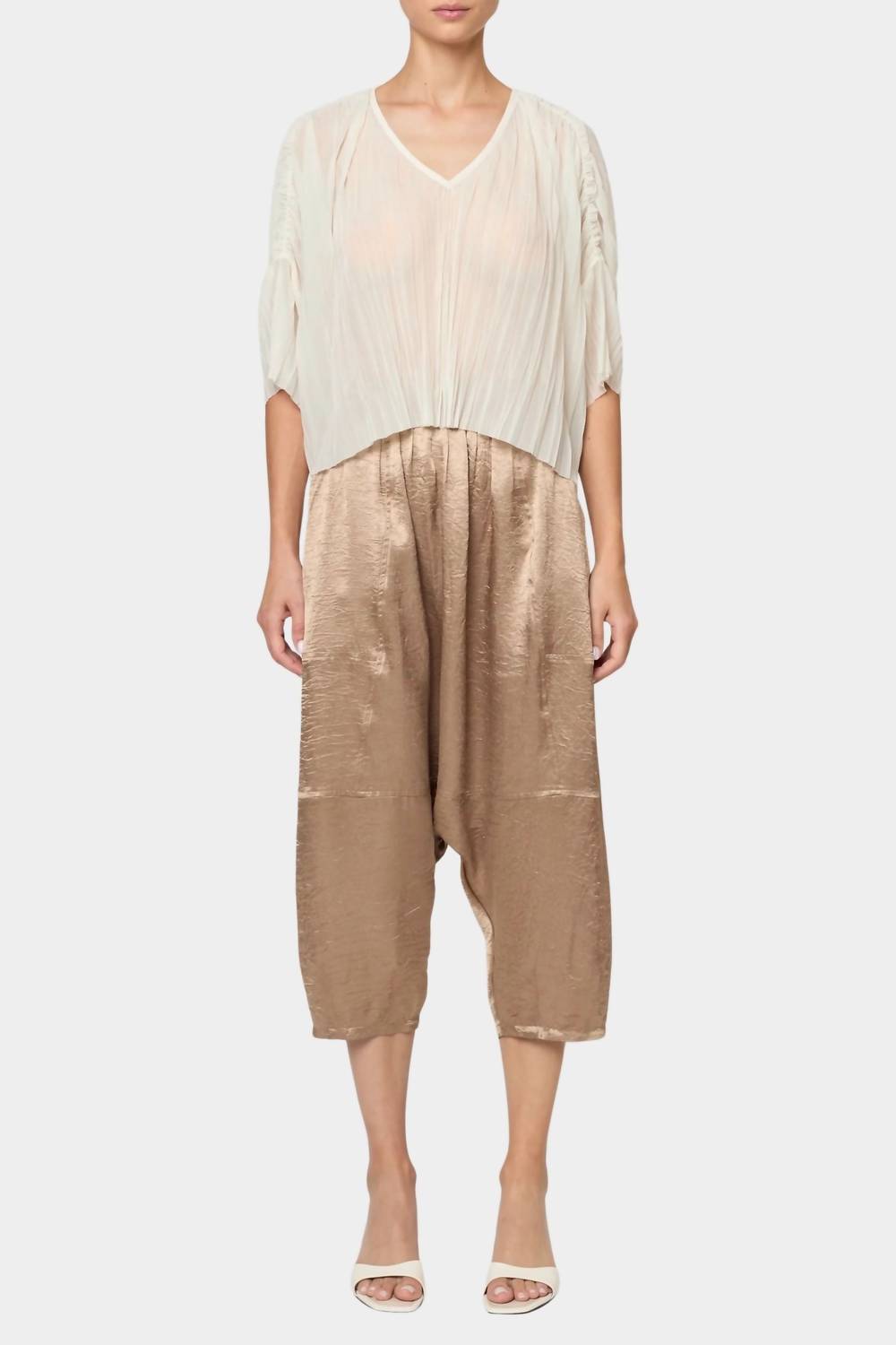 Kiko Satin Pants In Latte