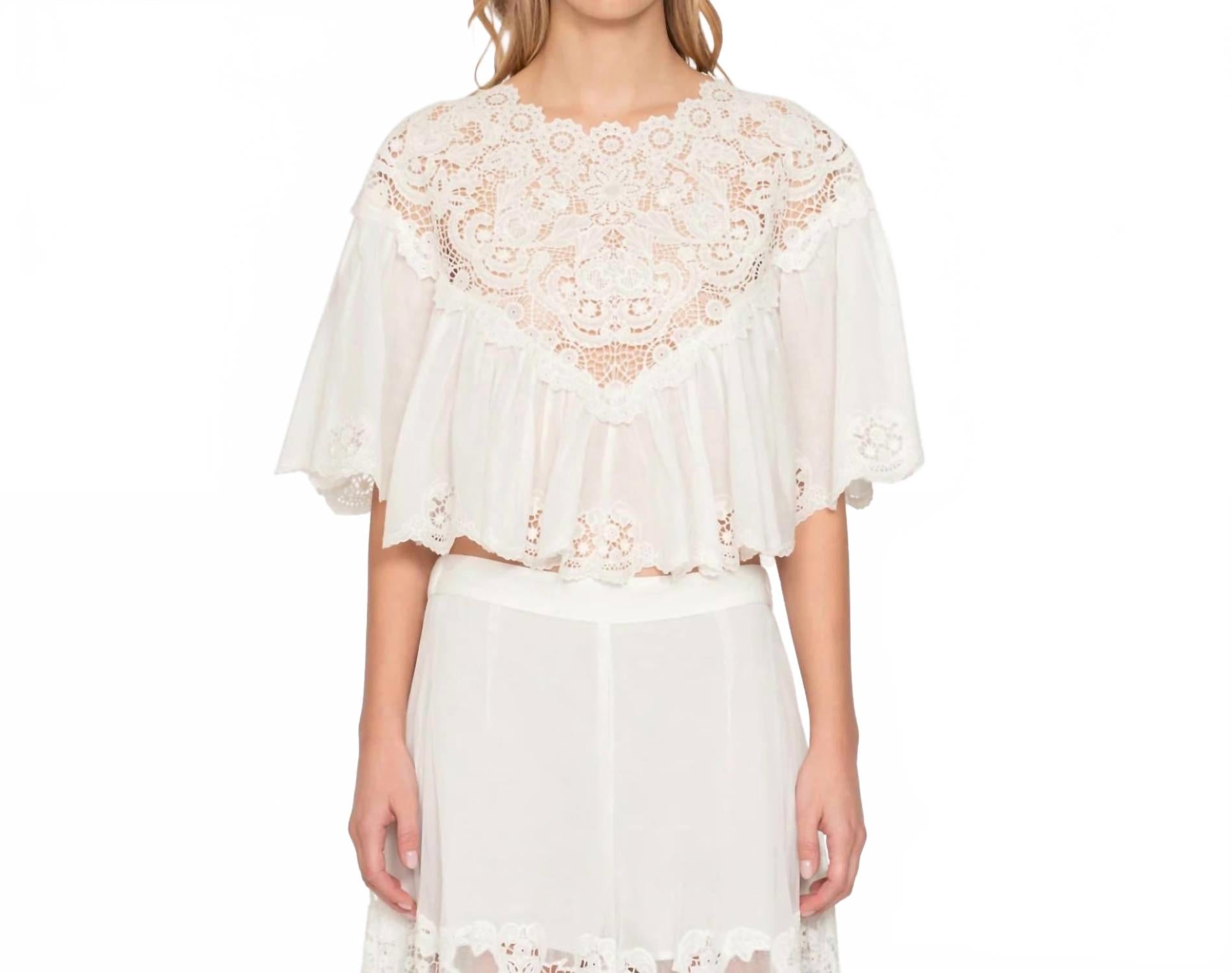 Sofia Embroidery Top In Cream