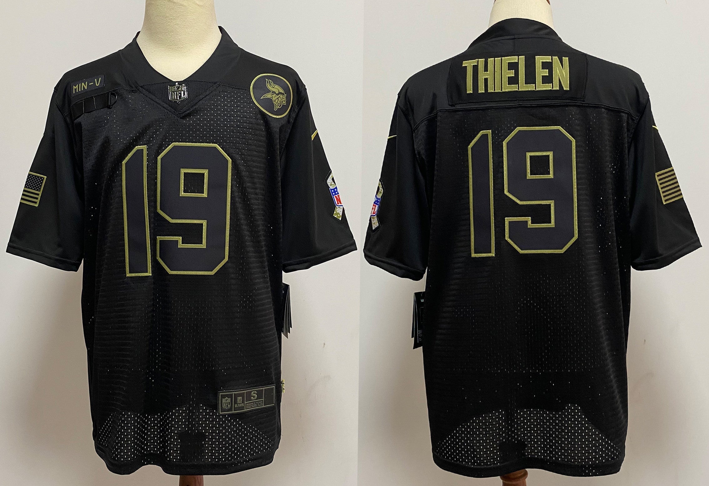 Men's Minnesota Vikings Adam Thielen Black 2020 Salute To Service Limited Jersey1