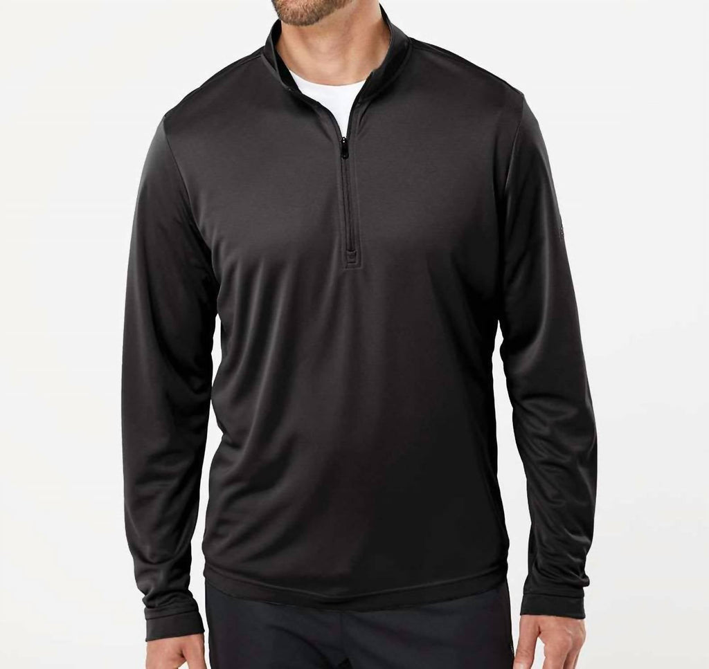 Men's Lightweight Quarter Zip Top In Heather Black