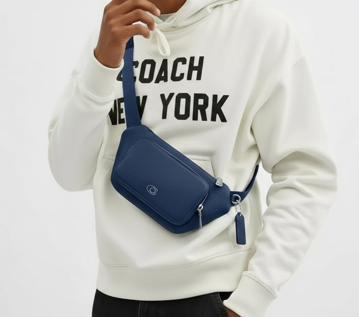 NWT Coach Leather Belt Bag Sling Bag Fanny Pack With Signature Canvas Interior Detail