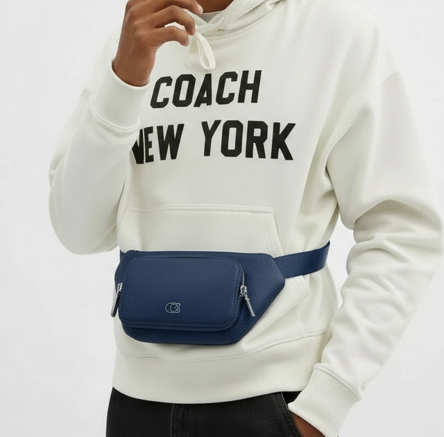 NWT Coach Leather Belt Bag Sling Bag Fanny Pack With Signature Canvas Interior Detail