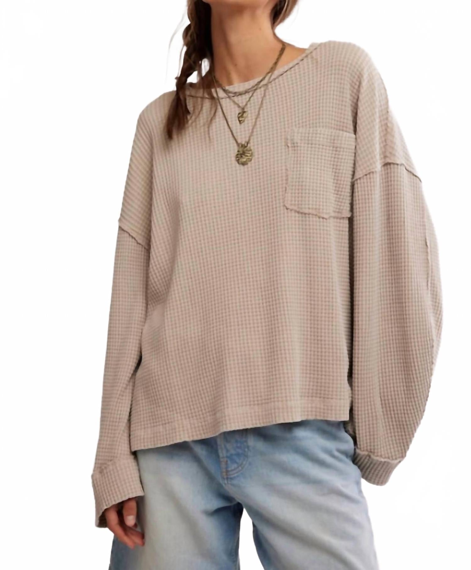 Dawson Pocket Thermal Top In Smooth Stone