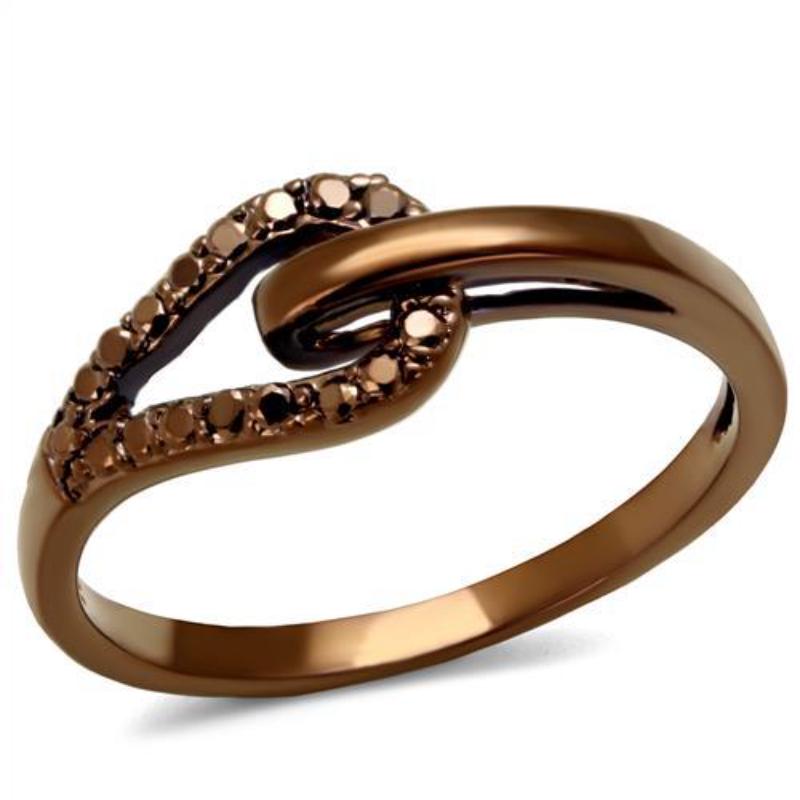 IP Coffee light Brass Ring with AAA Grade CZ in Light Coffee