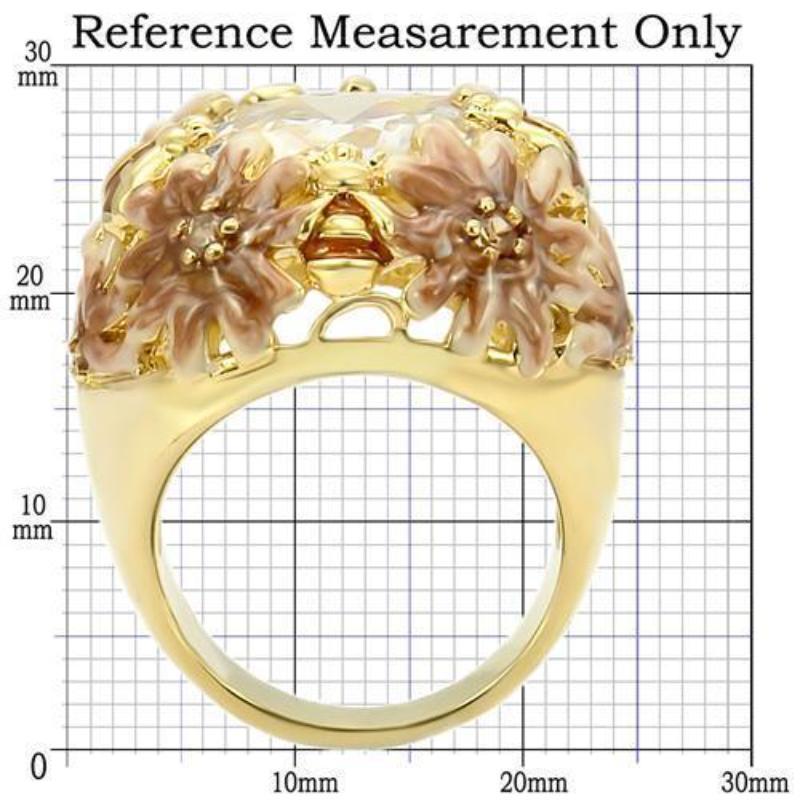 Matte Gold & Gold Brass Ring with AAA Grade CZ in Clear
