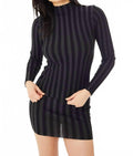 Wide Ribbed Knit Mock Neck Top In Ink