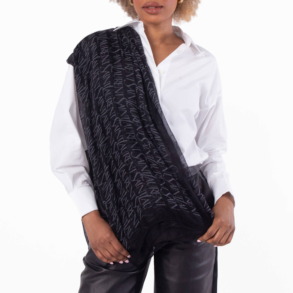 Saint Laurent Large Square Scarf Decorated With Saint Laurent Jacquard