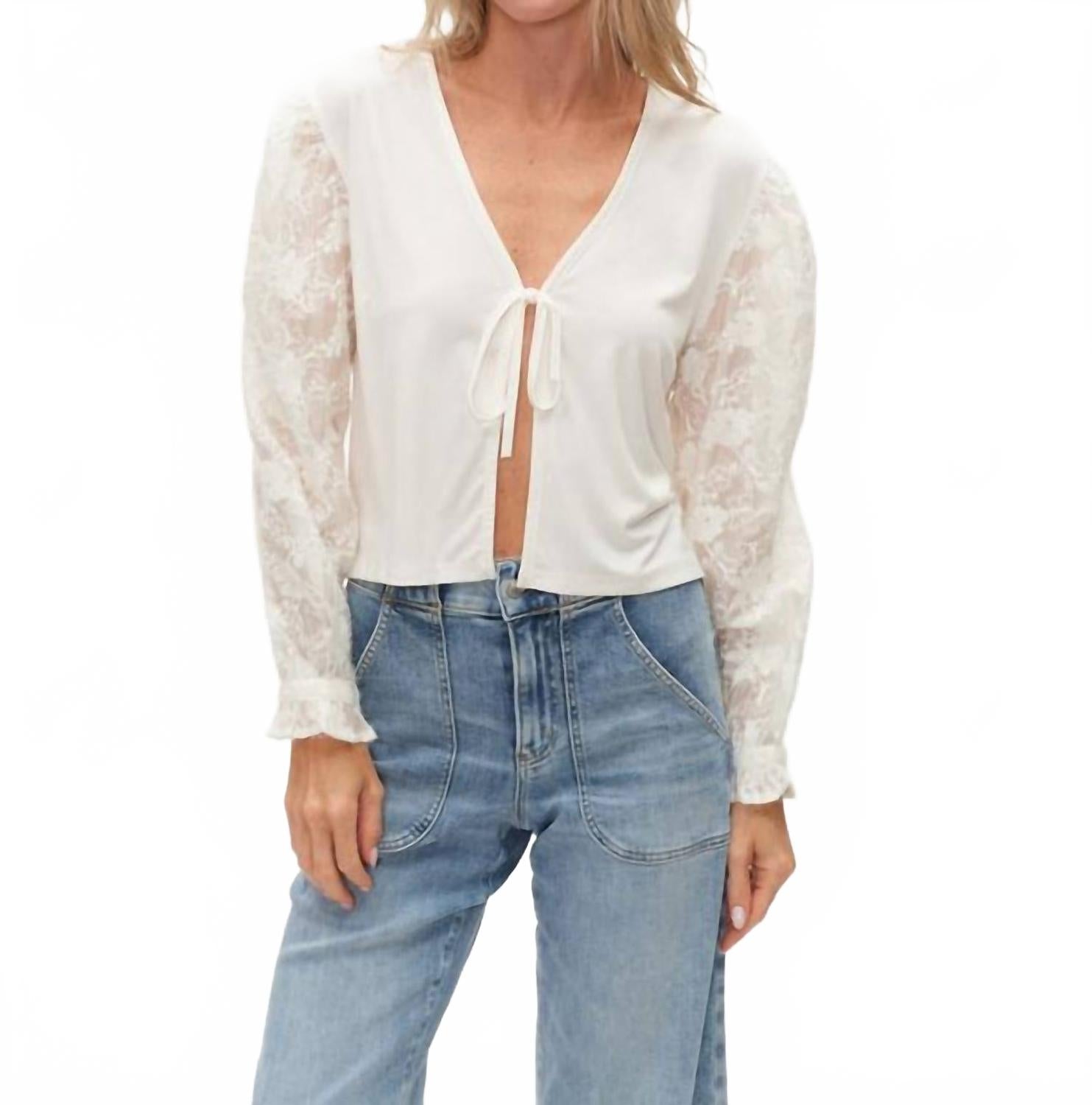 Syliva Tie Front Top In White