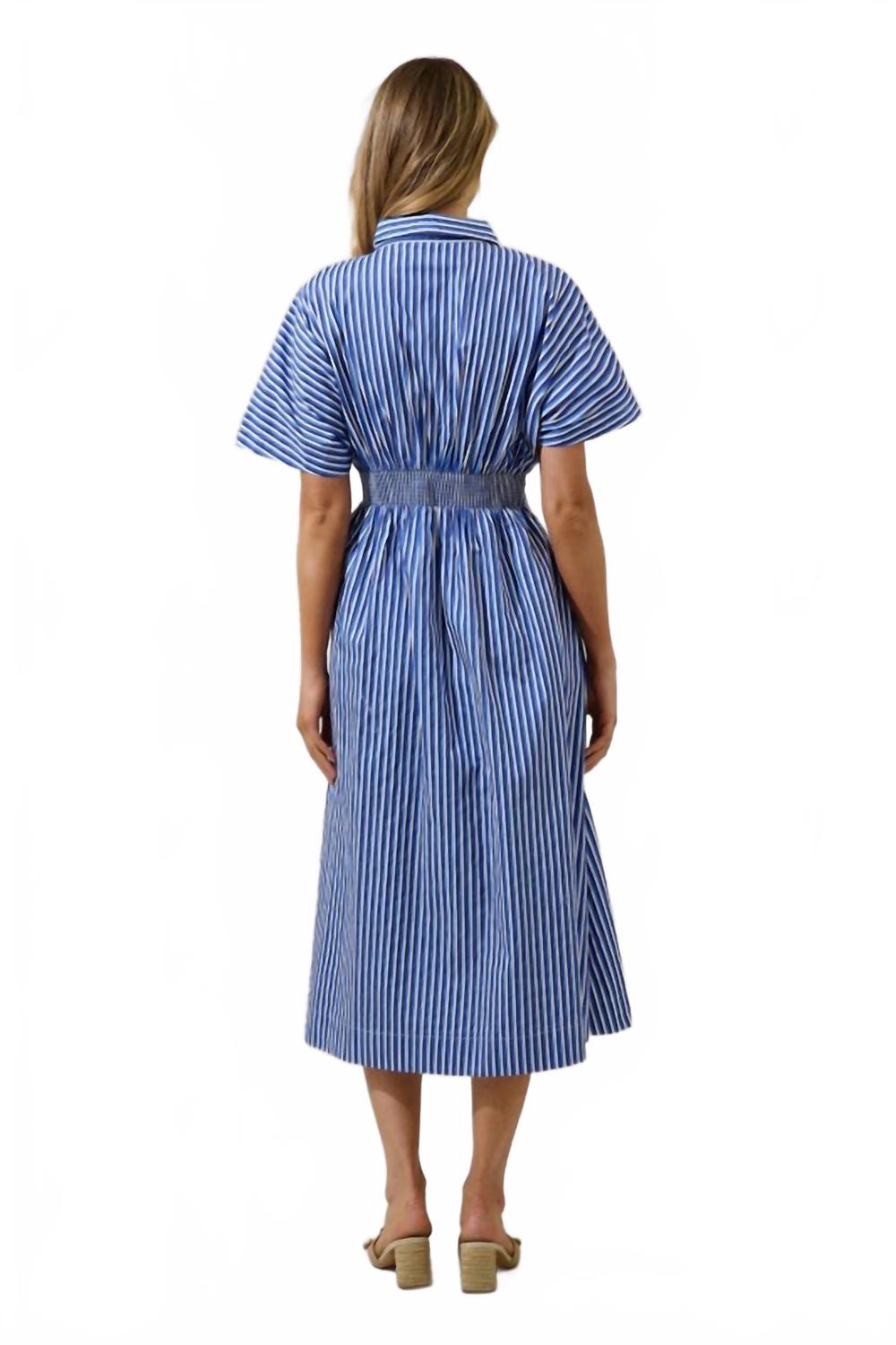 Wilderra Pleated Midi Dress In Barklin Stripe