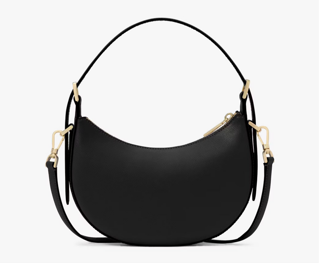 NWT Kate Spade Leather Nova Crescent Shoulder Bag In Black