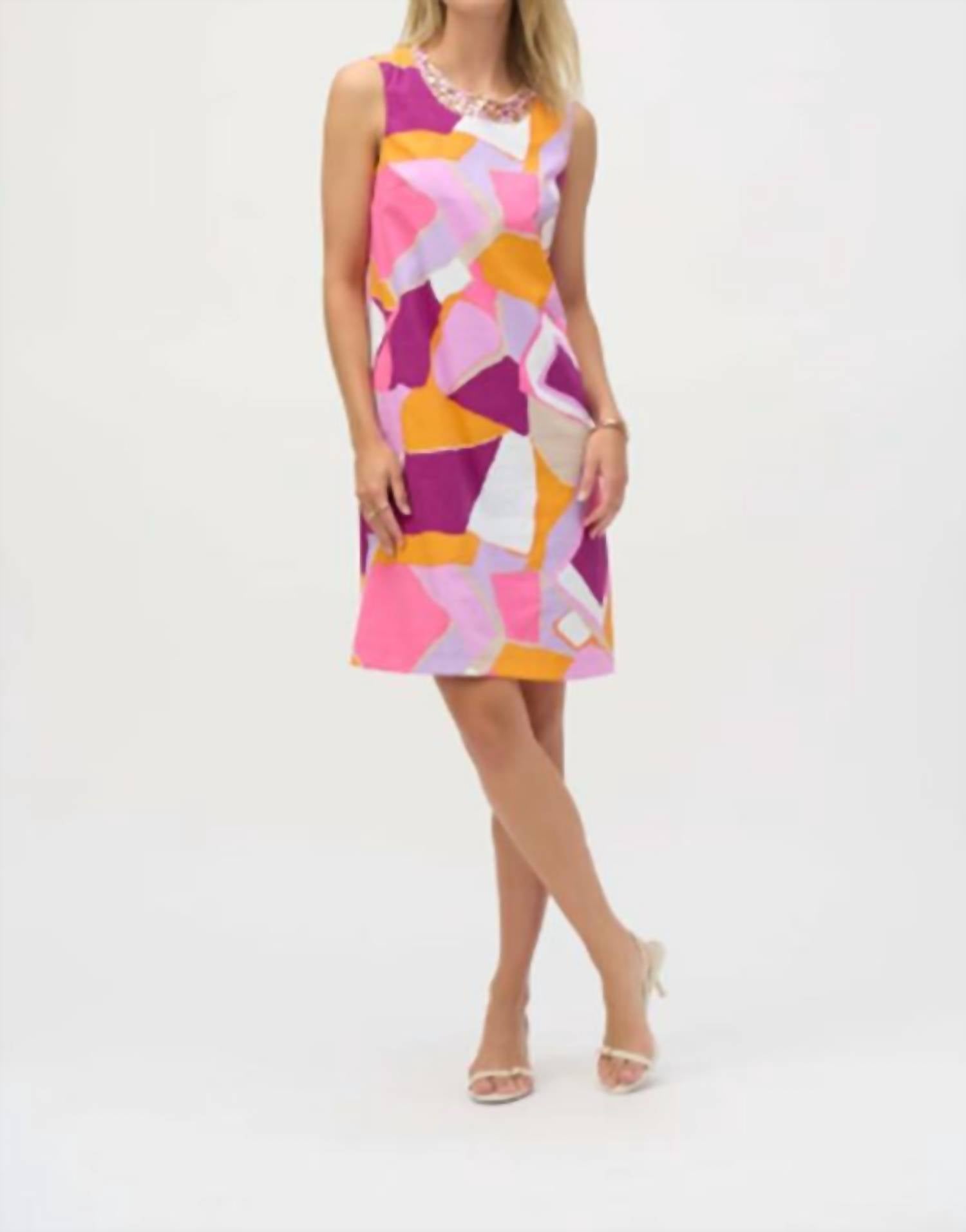 Mini Shift Dress In Pink Orange Purple