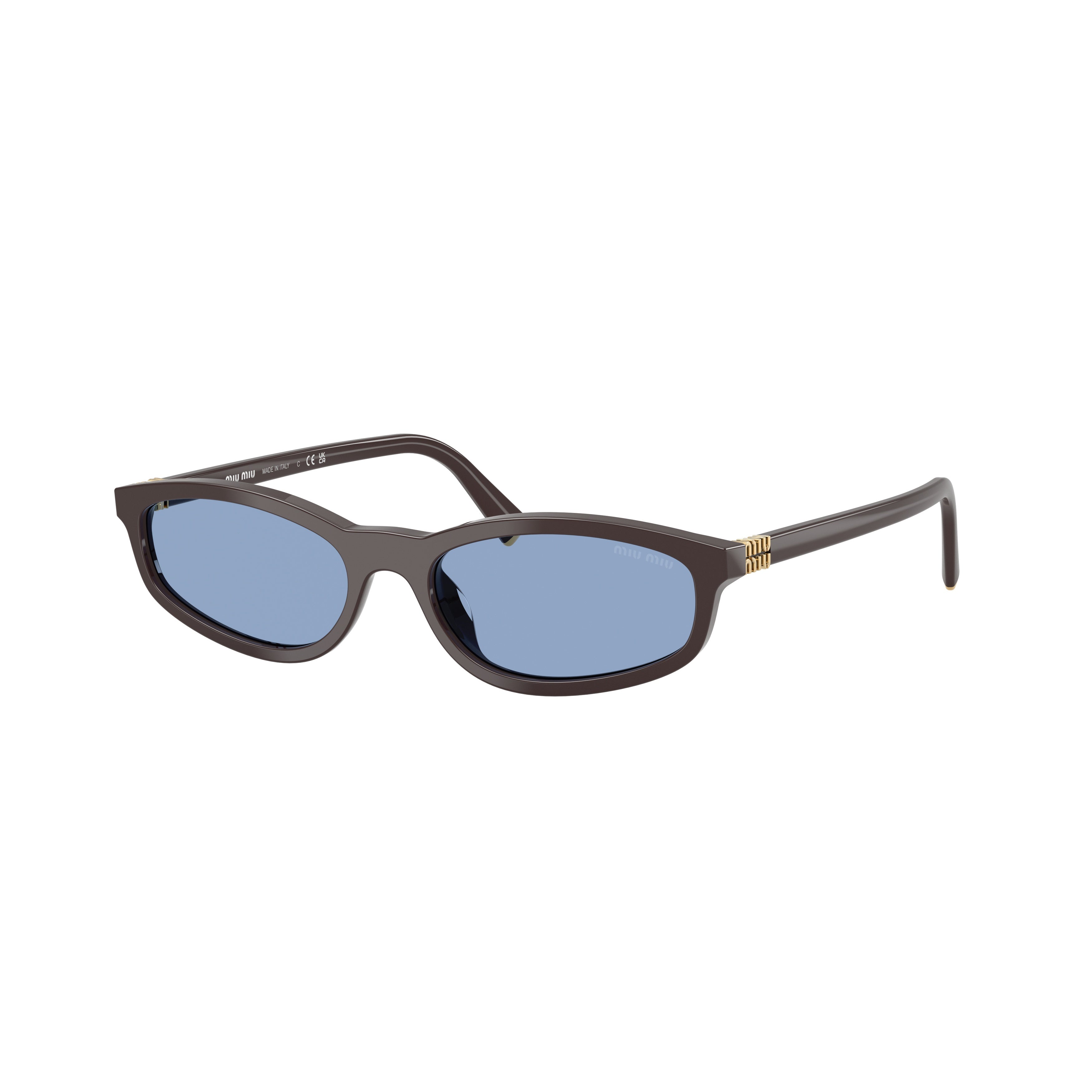 0Mu A06S Rectangular Acetate Sunglasses with Gold Accents