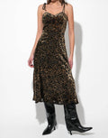 Weslena Bustier Burnout Midi Dress In Leopard