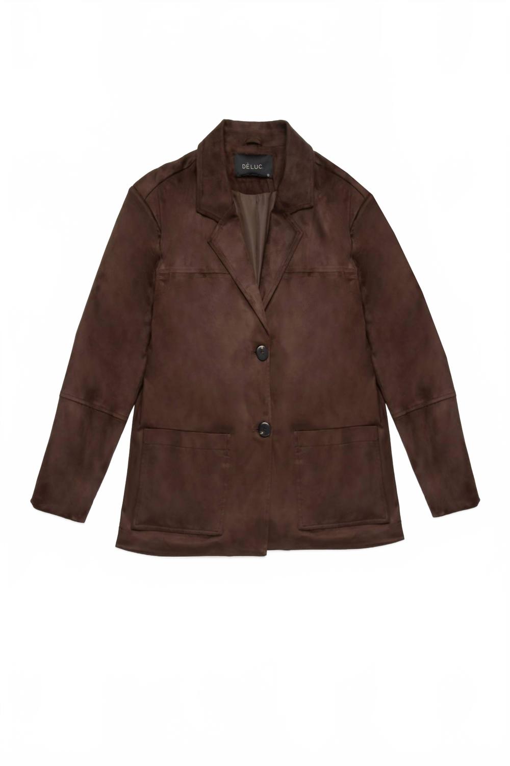 Dereck Faux Suede Blazer In Chocolate