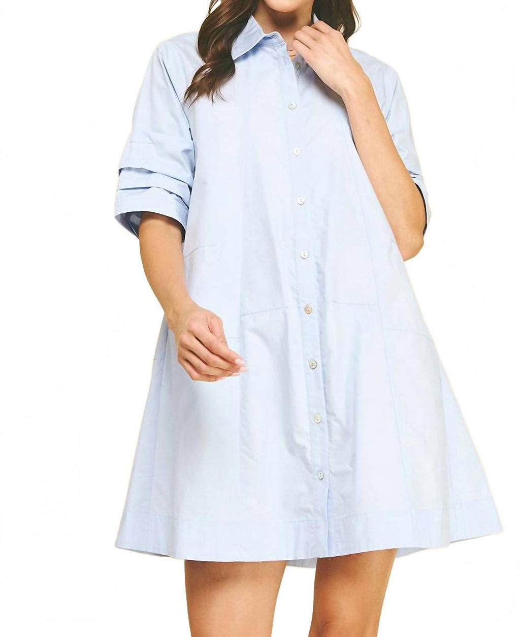 Knee Length Dress In Light Blue