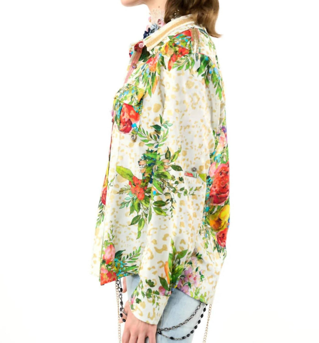 Harriet Button-Down Shirt In Cream Floral Combo
