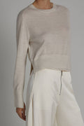 Elodie Layered Crewneck Knit Sweater In Ivory