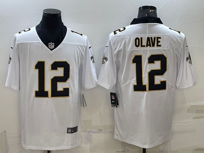 Men's New Orleans Saints Chris Olave #12 White Game jersey