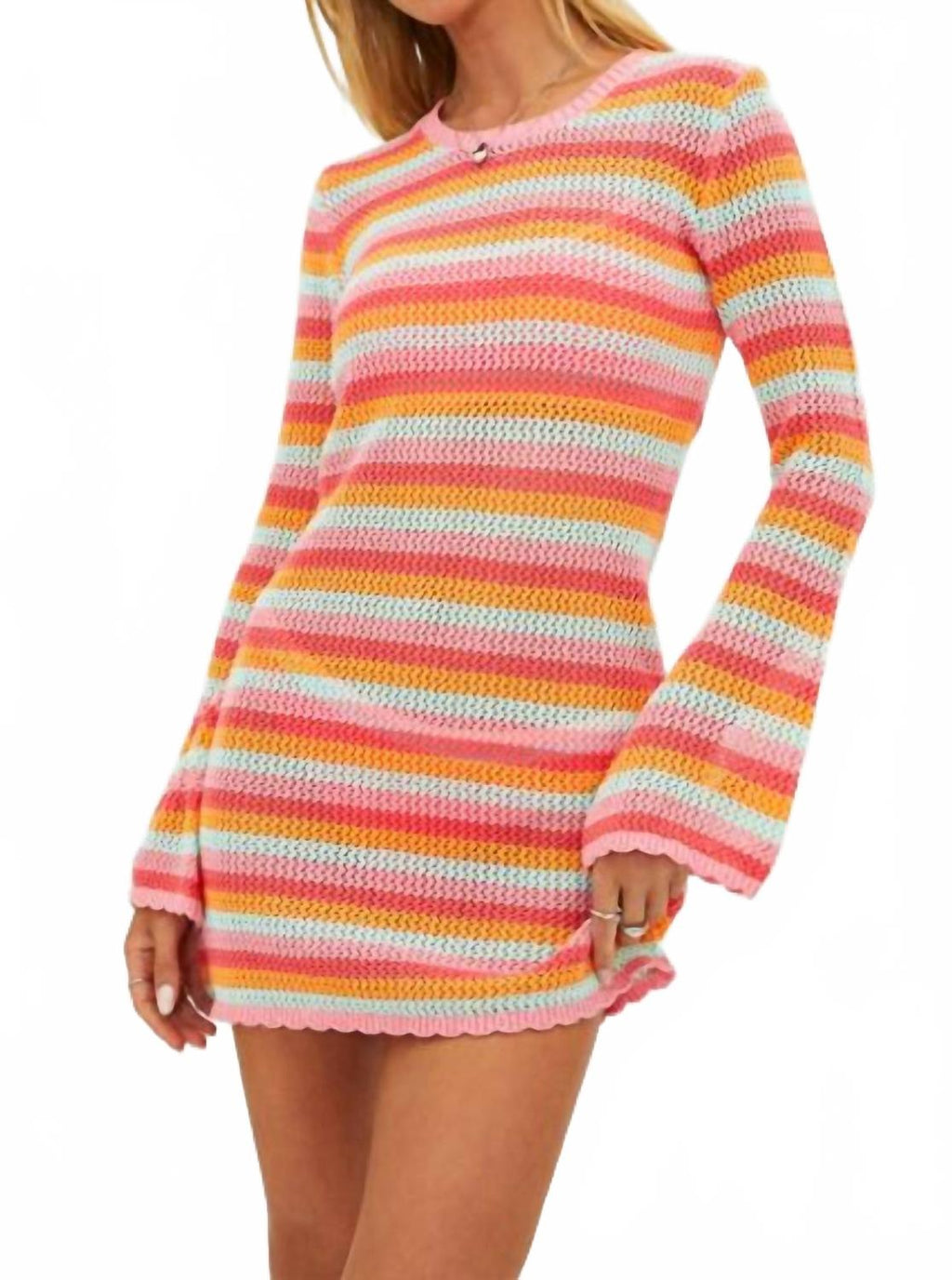 Libbi Mini Dress In Guava Jelly Crochet
