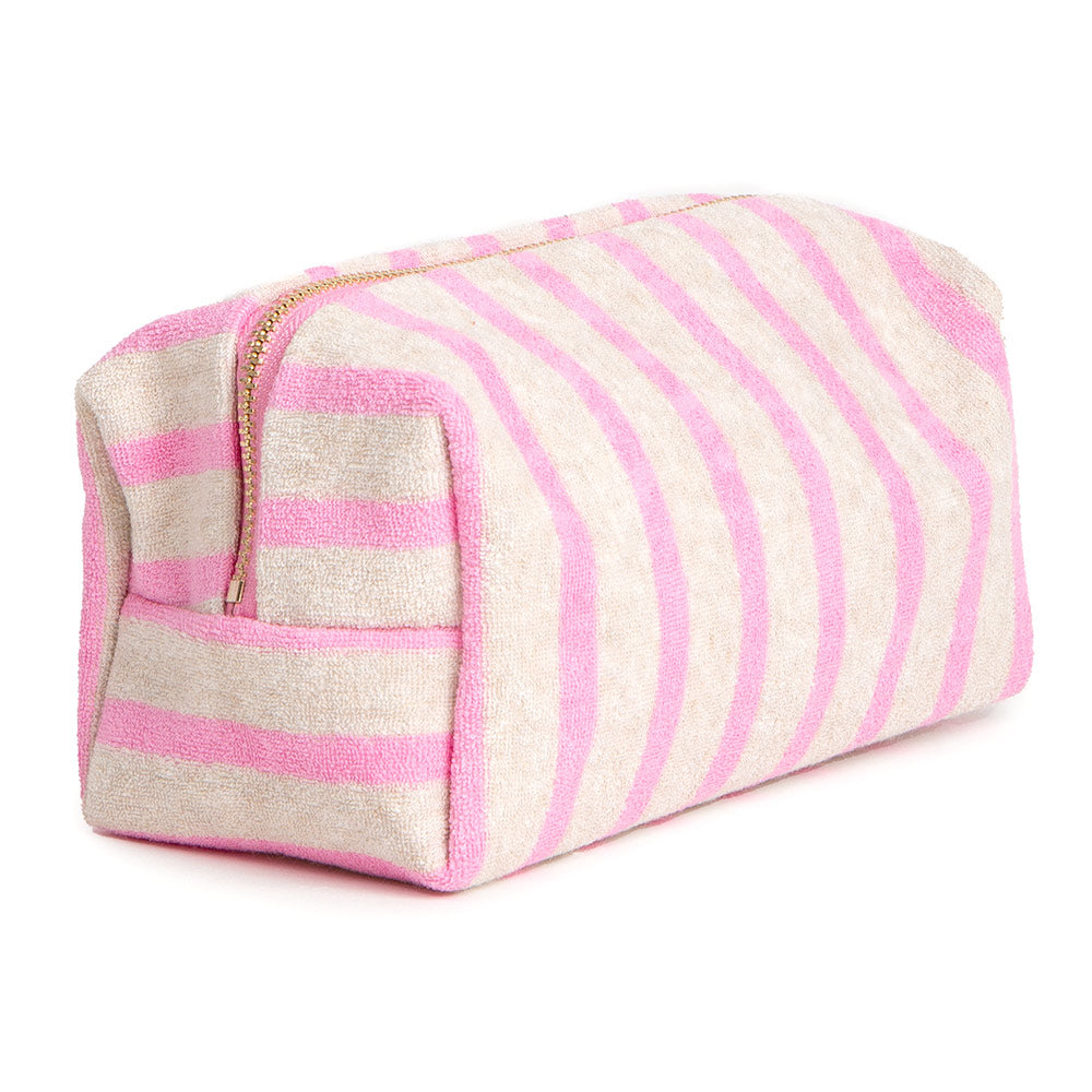 Striped Terry Textured Cosmetic Pouch Bag