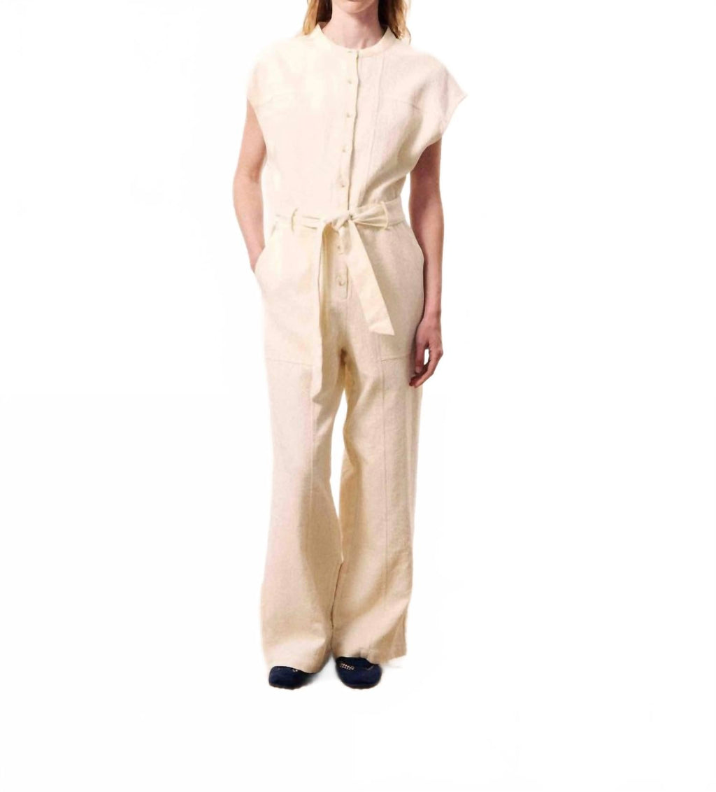 Celestia Textured Jumpsuit In Cream