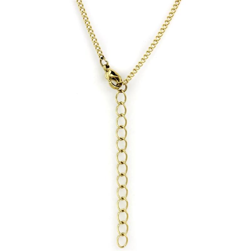 IP Gold(Ion Plating) Stainless Steel Necklace with Precious Stone Lapis in Montana