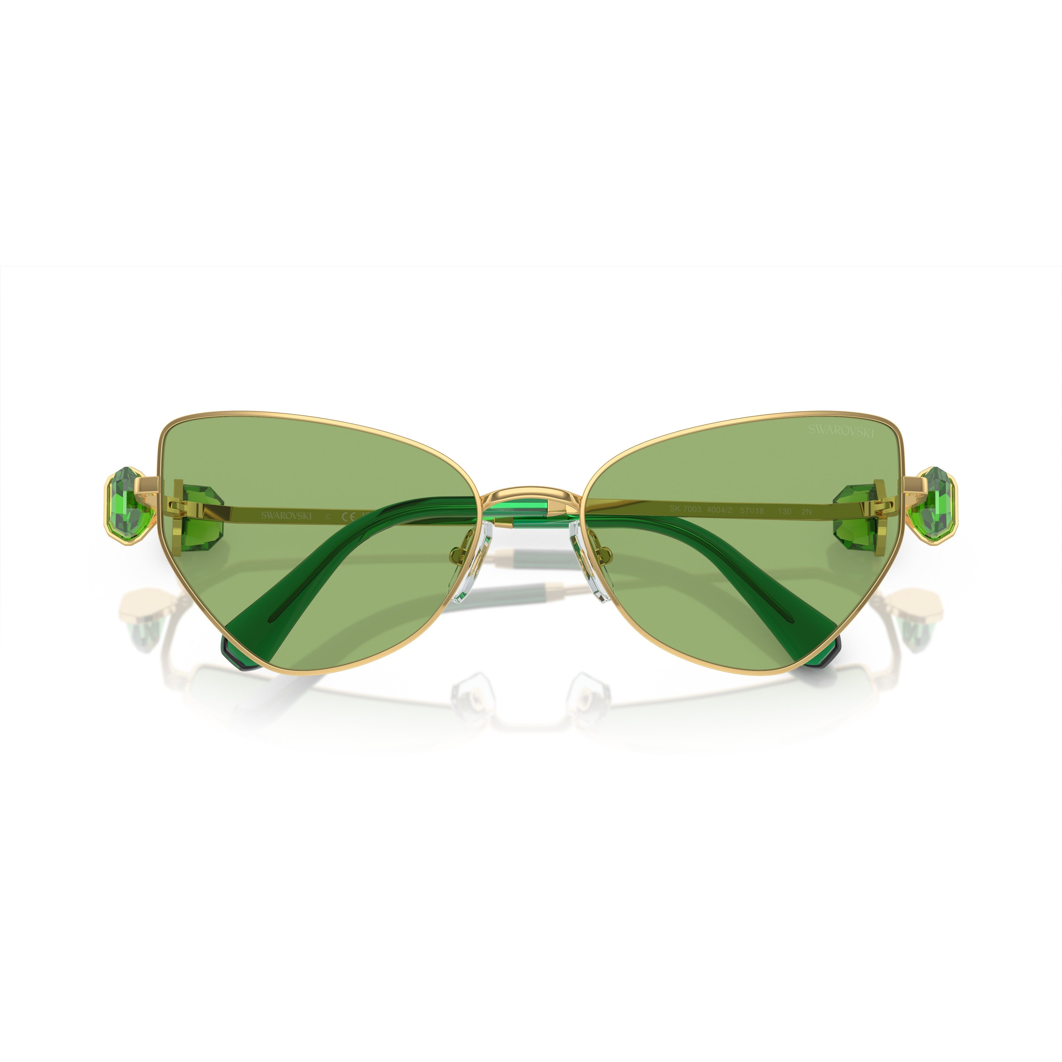 0Sk7003 Cat-Eye Sunglasses with Green Tinted Lenses