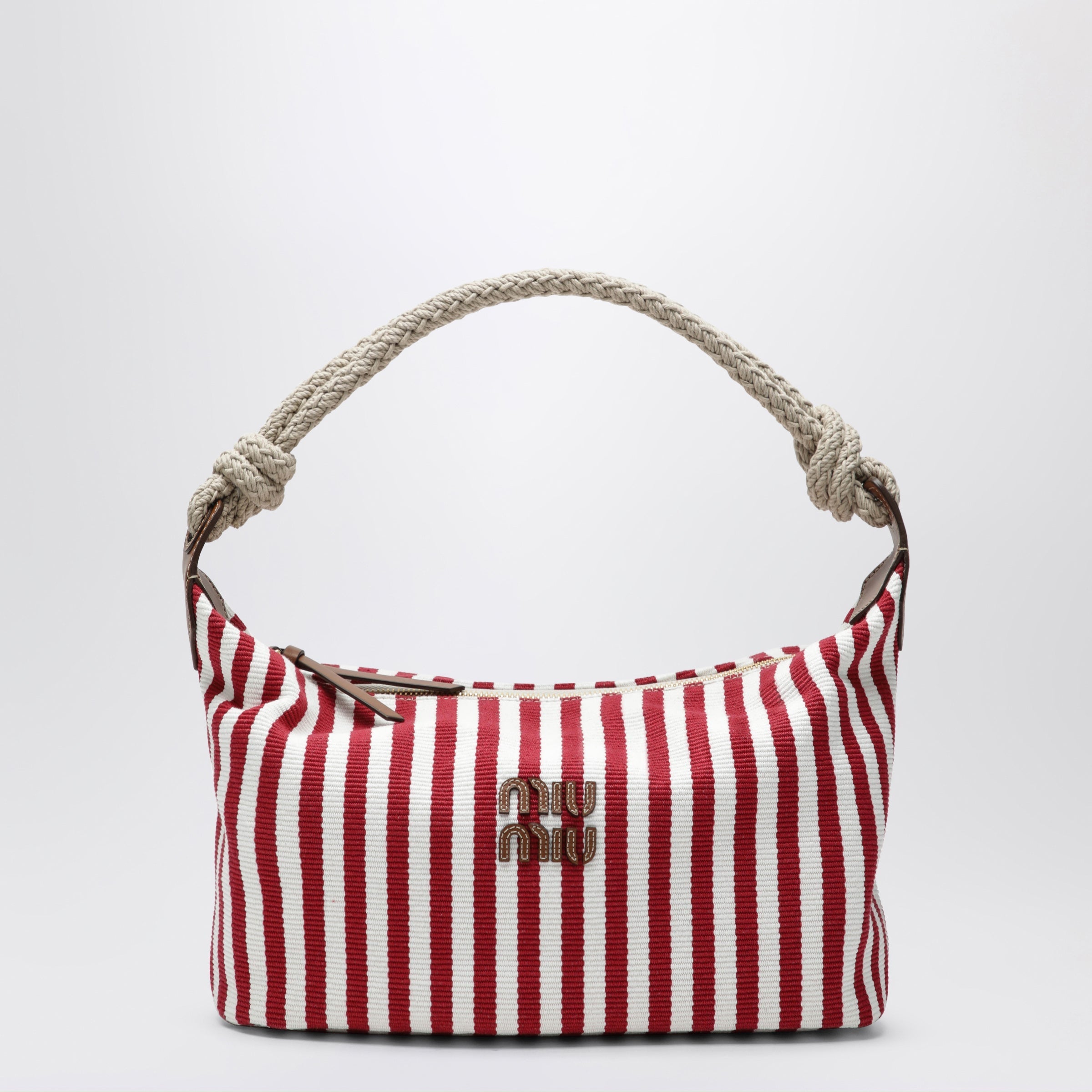 Miu Miu Ruby/Cognac Striped Canvas Bag Women
