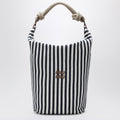 Miu Miu Blue/Cognac Striped Canvas Bag Women