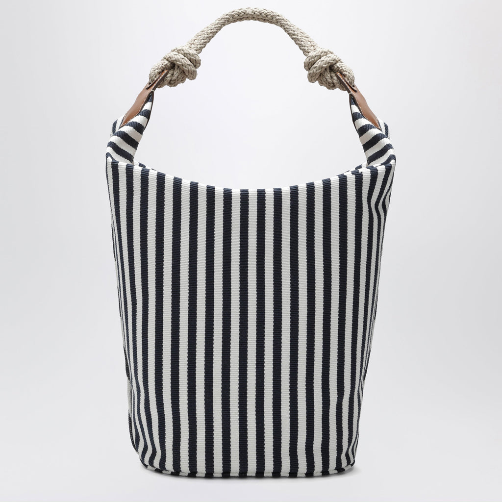 Miu Miu Blue/Cognac Striped Canvas Bag Women