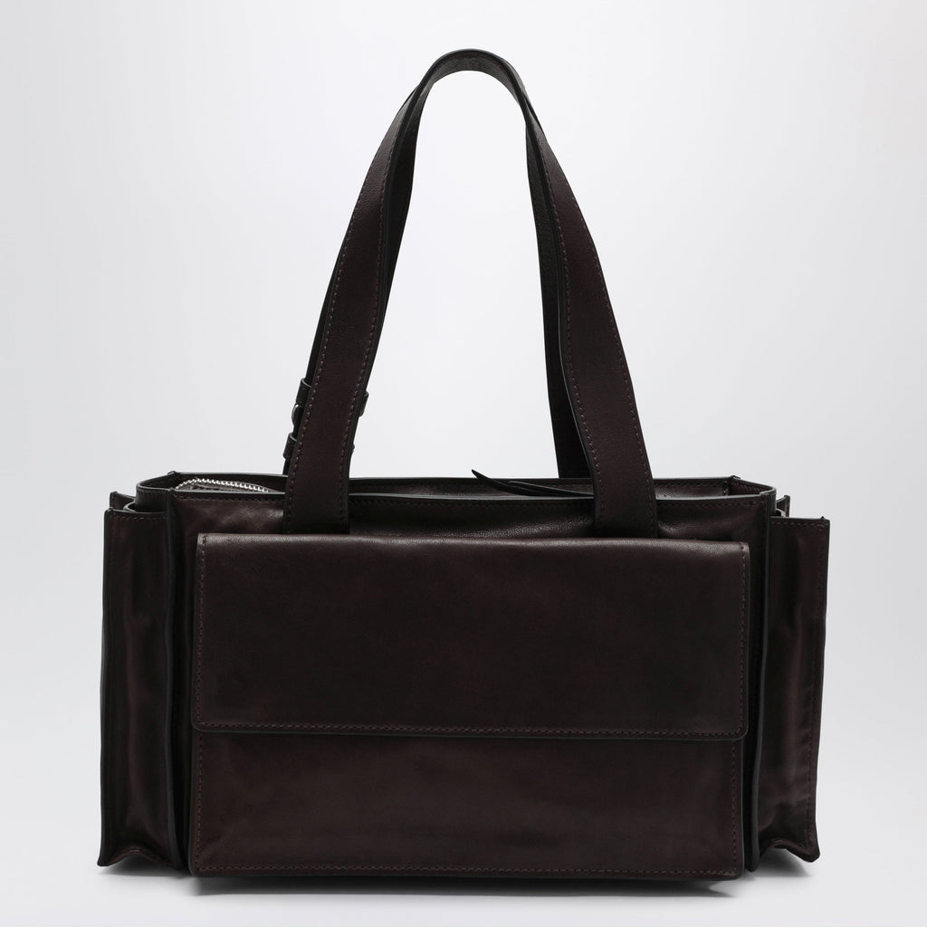 Miu Miu Utilitaire Shopping Bag In Antique-Effect Lambskin, Burnt Women
