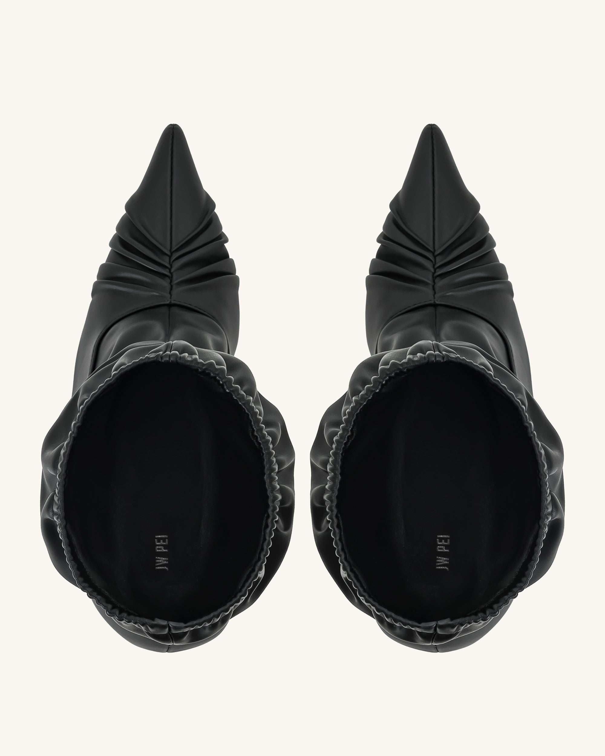 Joanne Paneled Detailing leather Ankle Boots - Black