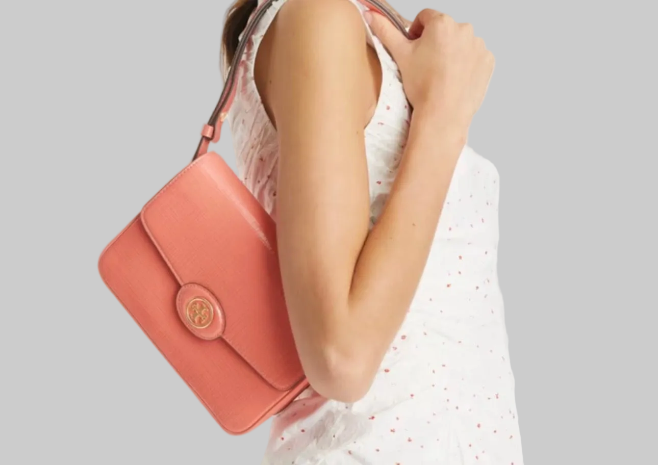 NWT Tory Burch Robinson Crosshatched Medium Convertible Leather Shoulder Bag with Dust Bag