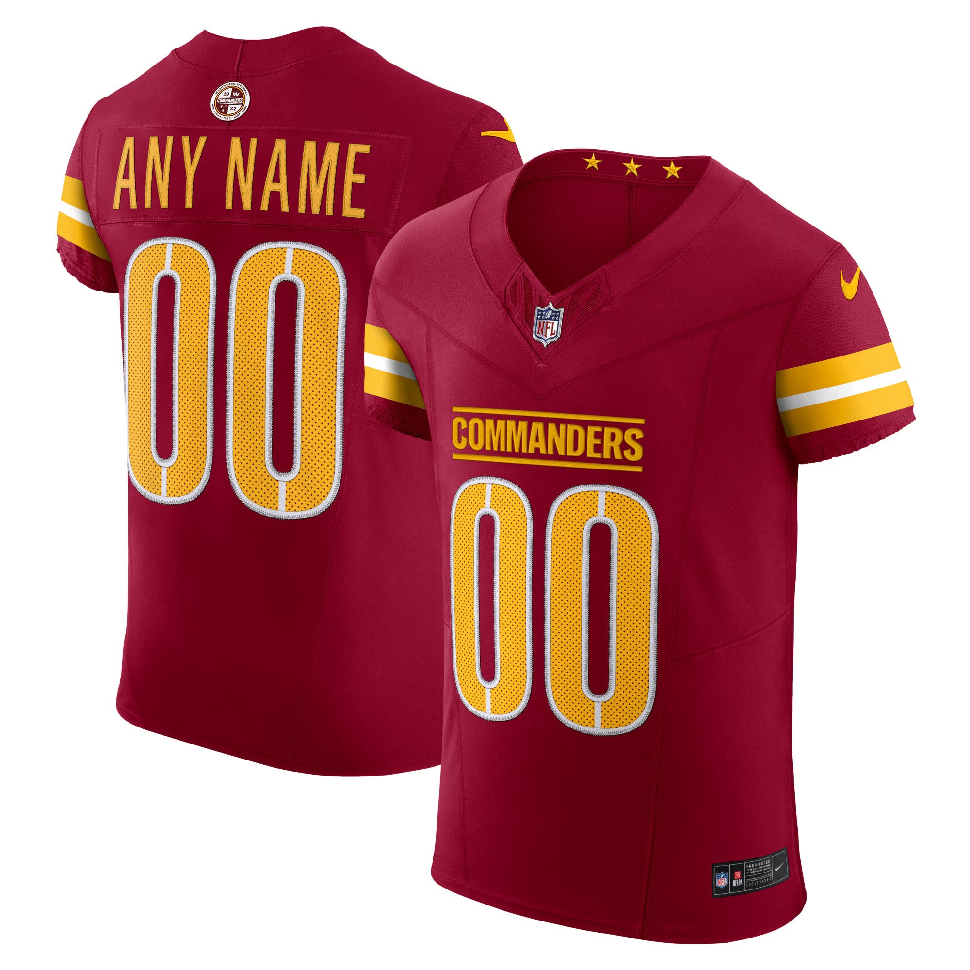 Washington Commanders Burgundy Team Vapor F.U.S.E. Elite Custom Jersey