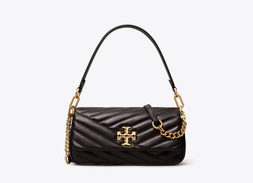 NWT Tory Burch Kira Chevron Small Flap Leather Shoulder Bag Black with Dust Bag