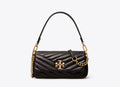 NWT Tory Burch Kira Chevron Small Flap Leather Shoulder Bag Black with Dust Bag